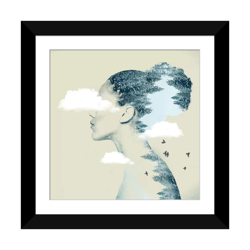 « double exposition capillaire i » par vin zzep, impression sur toile tendue, H 16 po x l 16 po x P 1 po, Blanc