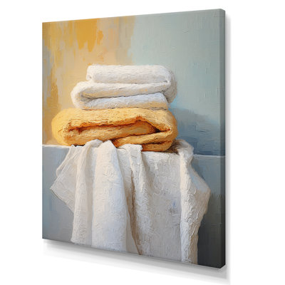 White And Orange Coastal Laundry Towels 2 - Laundry Wall Art