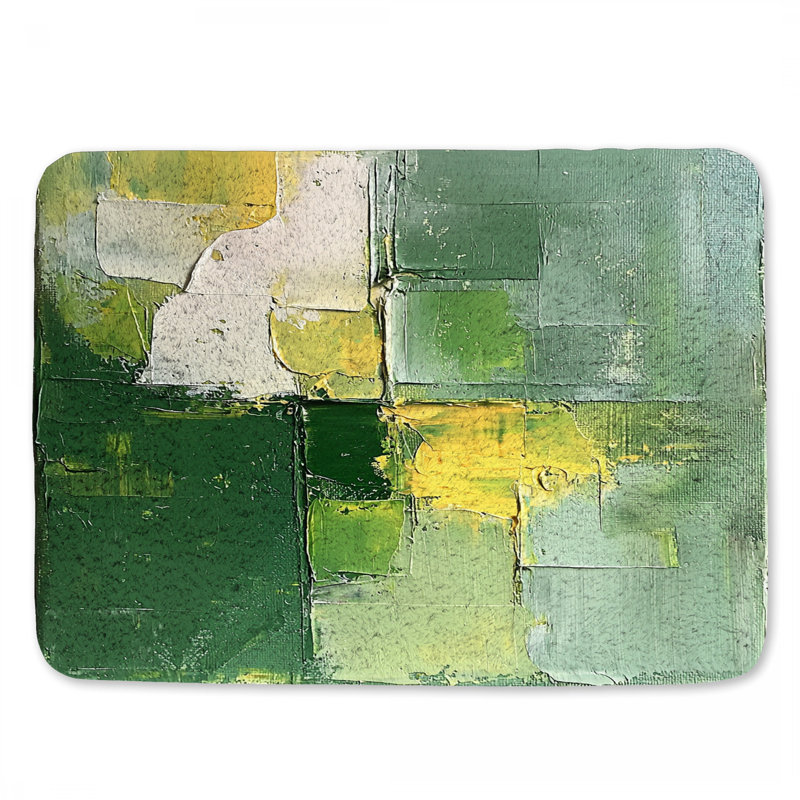 Tapis de salle de bain Greenery Blocks, L 34 po x l 21 po