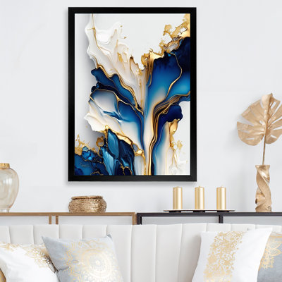 Abstract Geode Gold and Blue Marble Shape III Canvas Painting Print