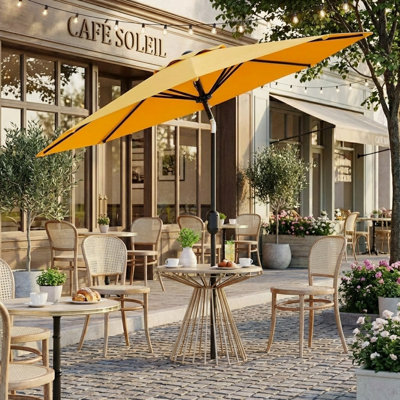 9 ft. Patio Umbrella, Waterproof & UV Protection Round Market Umbrella with Crank Lift & Tilt, Yellow