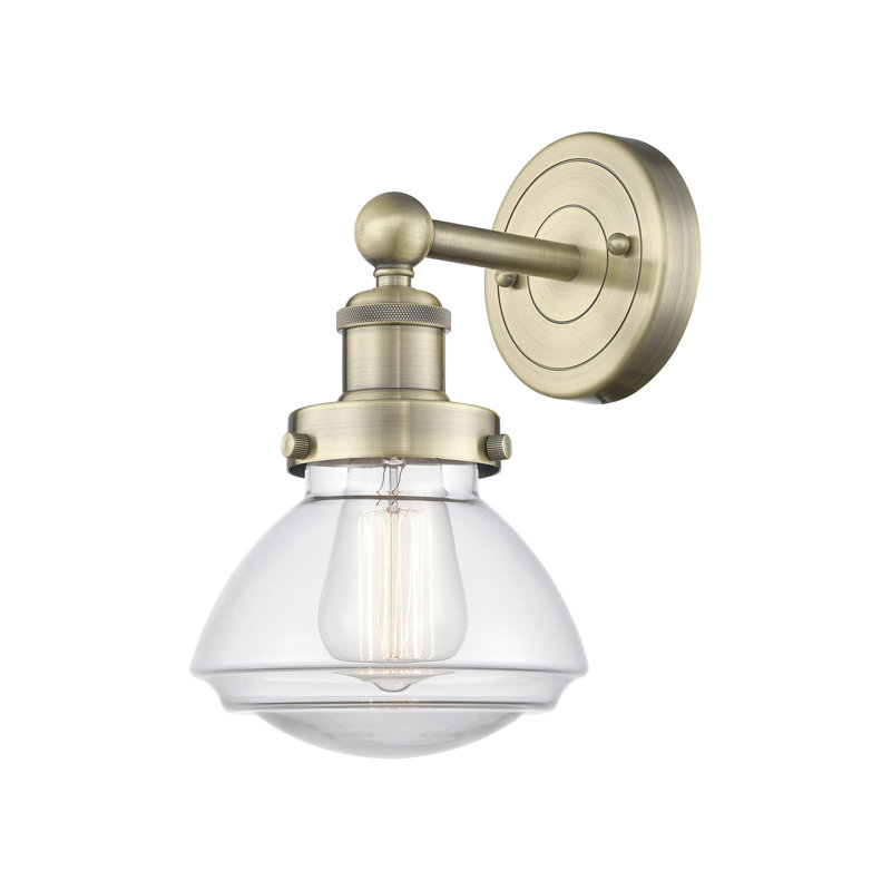 Almarosa Steel Armed Sconce, Clear, Antique Brass