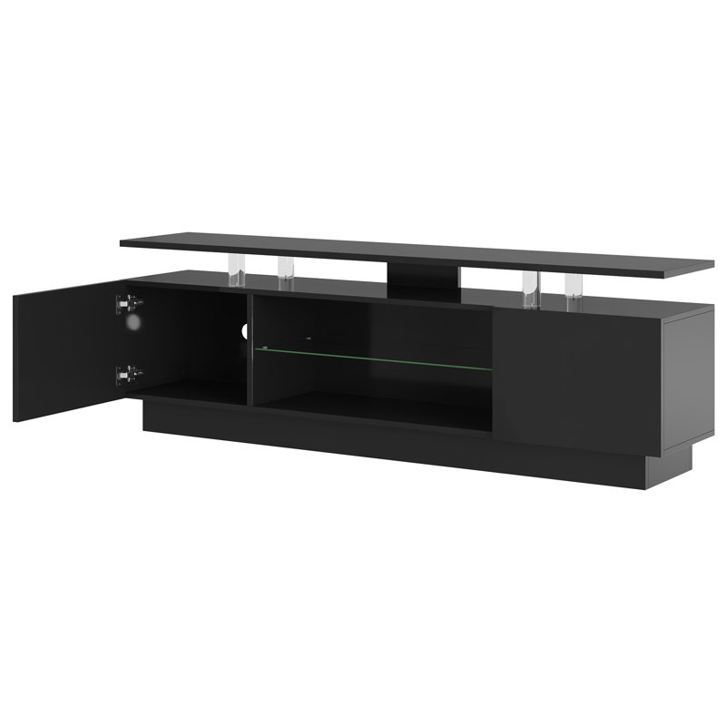 Console multimédia moderne avec rangement, 70", Black