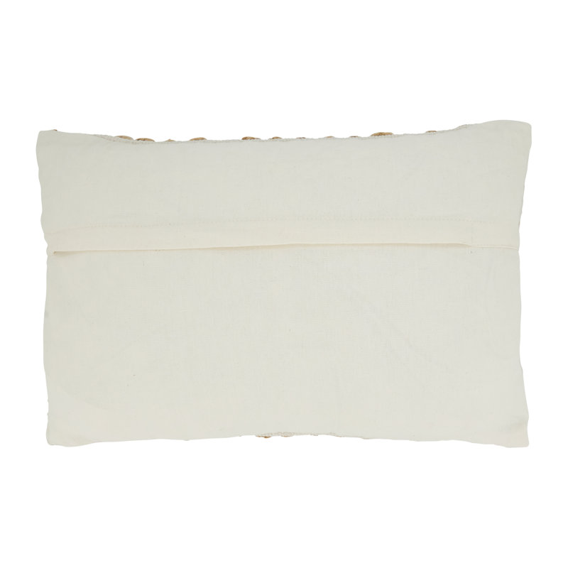 Ivory and Beige Cotton Jute Rope Design Throw Pillow Cover