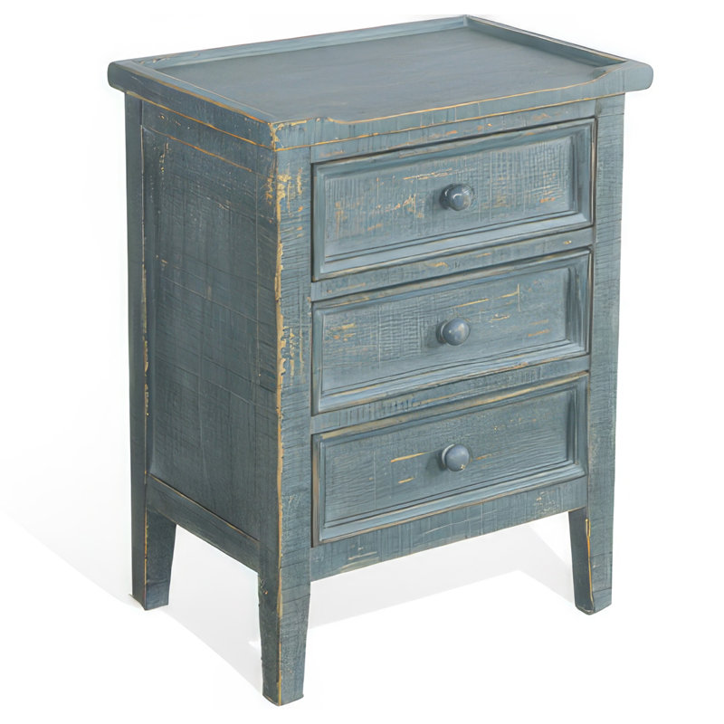Komor Solid Wood End Table, Sea Grass