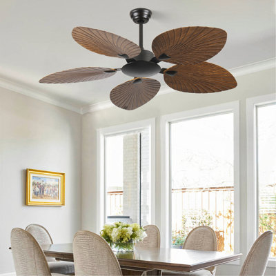 52 in. Indoor/Outdoor Brown Retro 5-Palm Leaf Shaped Blades Tropical Ceiling Fan without Light