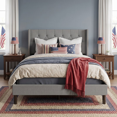 Viers Tufted Upholstered Wingback Panel Bed