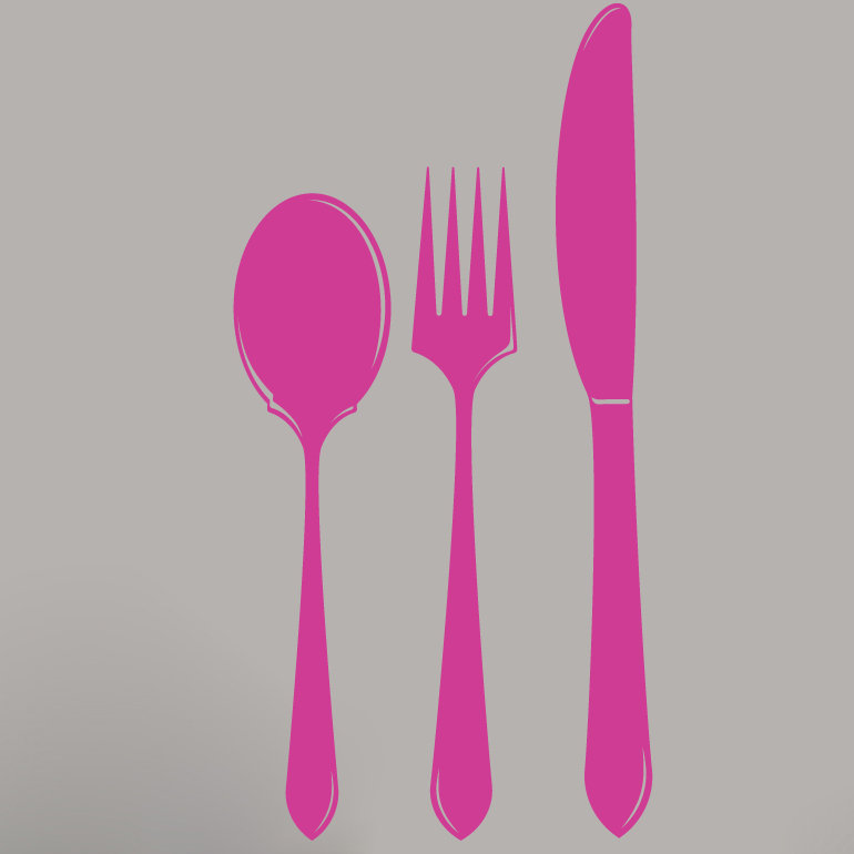 Adhésif décoratif cuillère fourchette, Rose vif