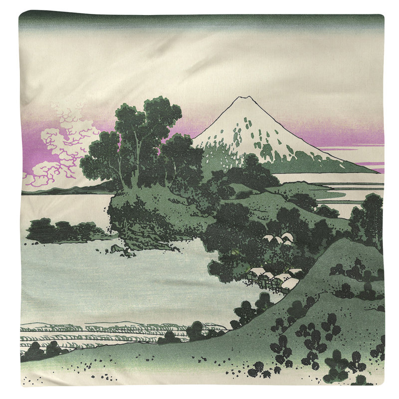 Katsushika Hokusai Cotton Square Napkin, Green/Pink