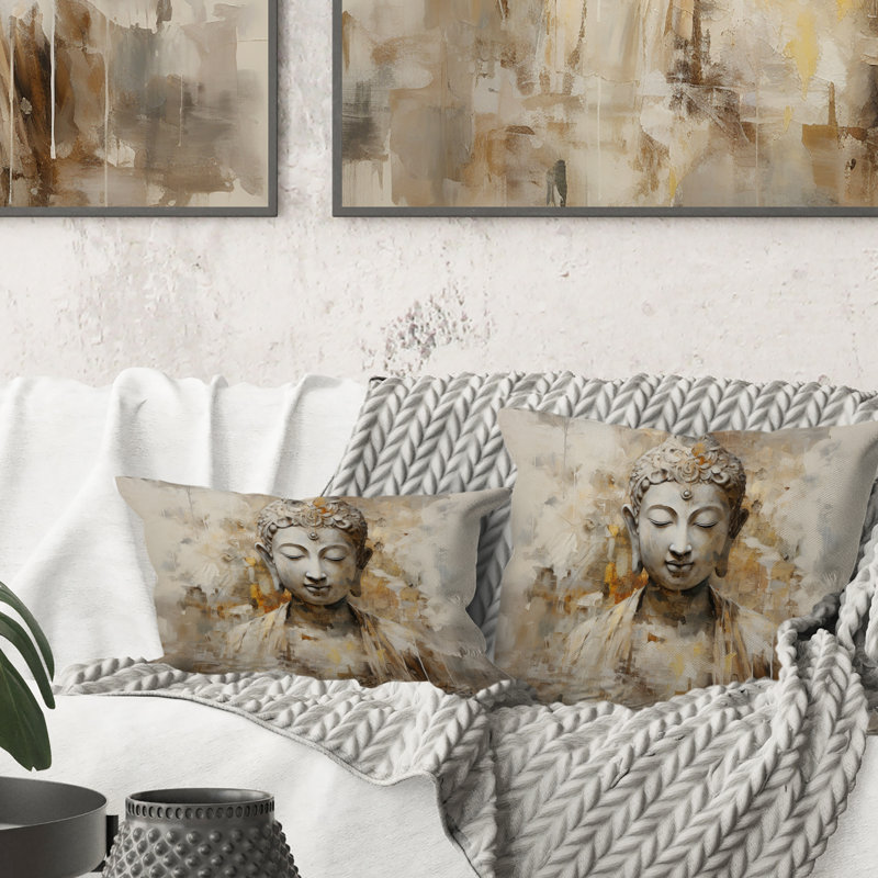 Statue simple bouddhisme II - coussin décoratif imprimé bouddhisme