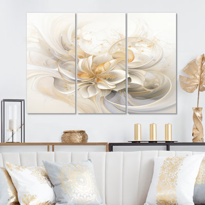 «Dreamy White Digital Spring Flowers II» sur toile, reproduction de 3 pièces
