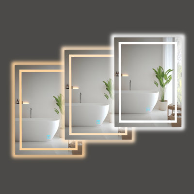 Smart Square Dimmable LED Bathroom, Vanity Mirror with Touch Switch