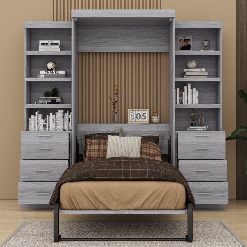 Ainash Solid Wood+MDF Murphy Bed, Twin