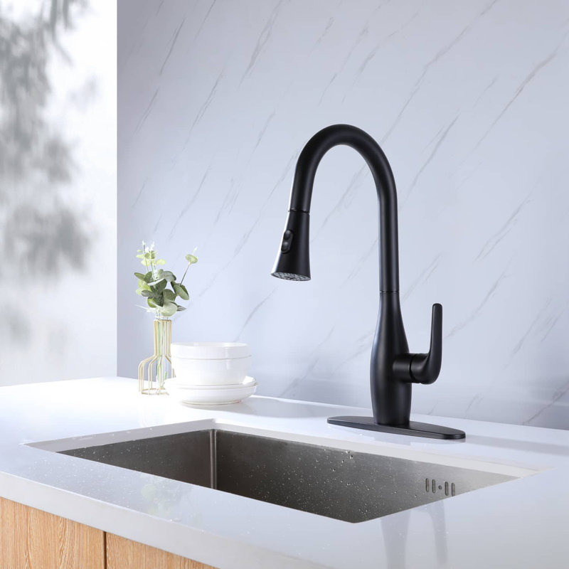 AWZTOO Pull Down Kitchen Faucet, Matte Black