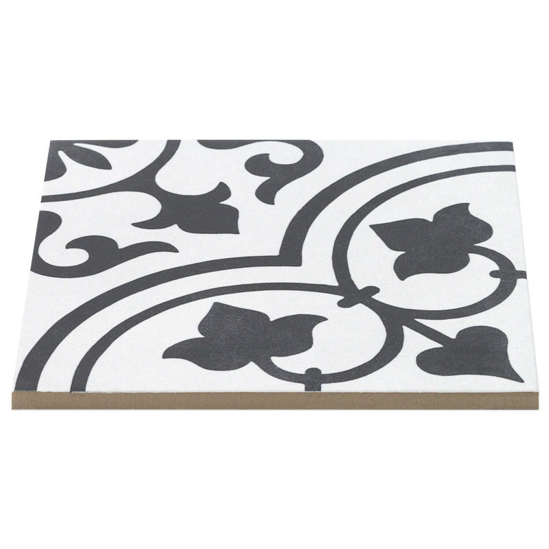 Cascais 9x9 Matte Porcelain Tile, White Ornate
