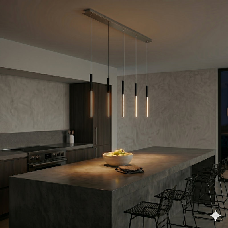 Baileyton 5 - Light Kitchen Island Pendant, Black Top/Brushed Nickel