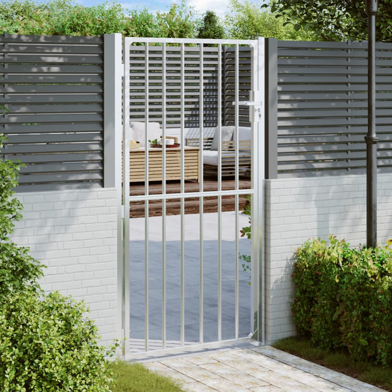 Barrière argentée en acier inoxydable, H 3,3 pi x l 5,10 pi