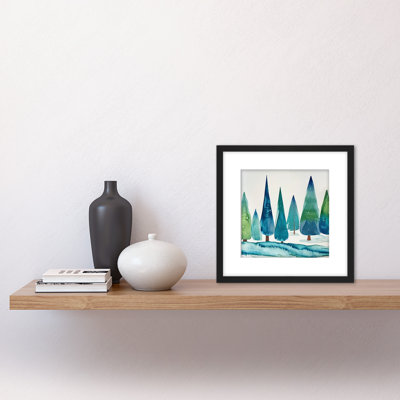 Pine Trees Winter Artic Naive Folk Art - Single Picture Frame Painting