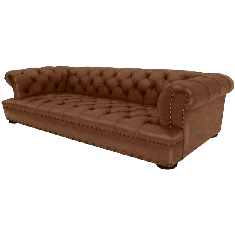 Leather Sofa, French Dark Walnut, 109-12, Croc Gator Brown