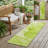 8' Runner Green Abstract Washable Non Skid Indoor Outdoor Runner Rug