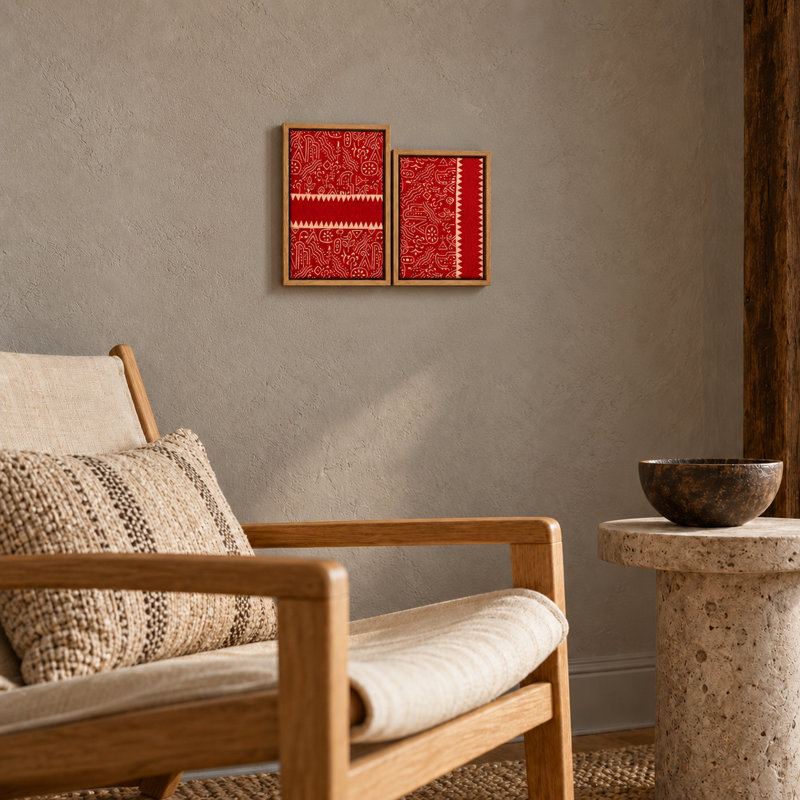 Block Print Wall Art, 13" H x 10" W