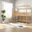 Lit mezzanine en bois avec glissade et rangement, maisonnette moderne pour enfants
