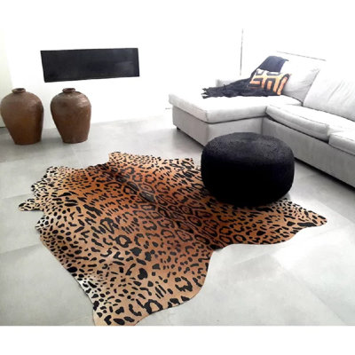 Annedoris Jaguar Print Cowhide Leather Rug