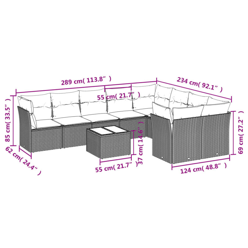  Garden Sofa Set Light Grey