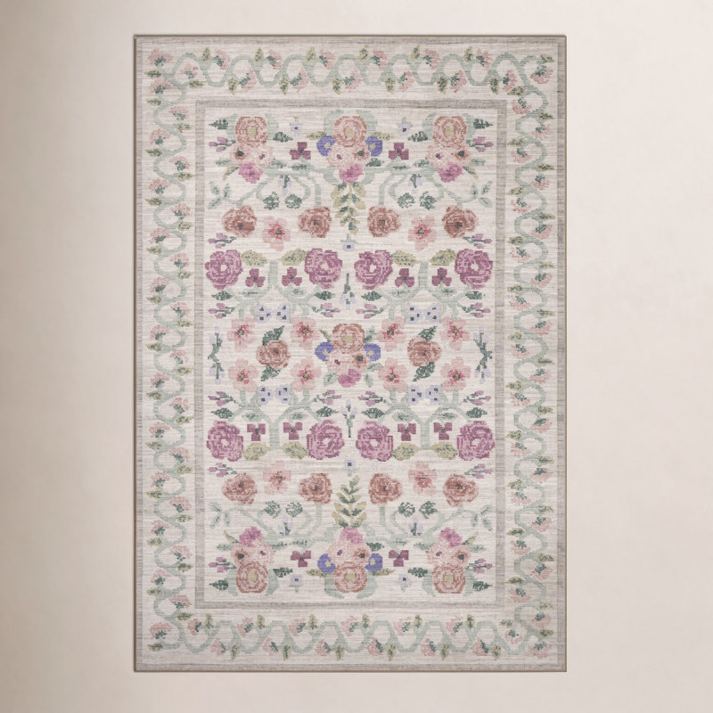 Rifle Paper Co. x Loloi Rosa Ivory Area Rug, Rectangle 2' x 5'