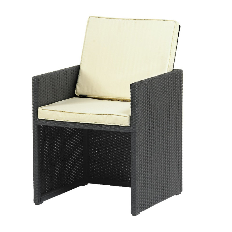 Cannes Garden Stool with Cushion, Ebony Black