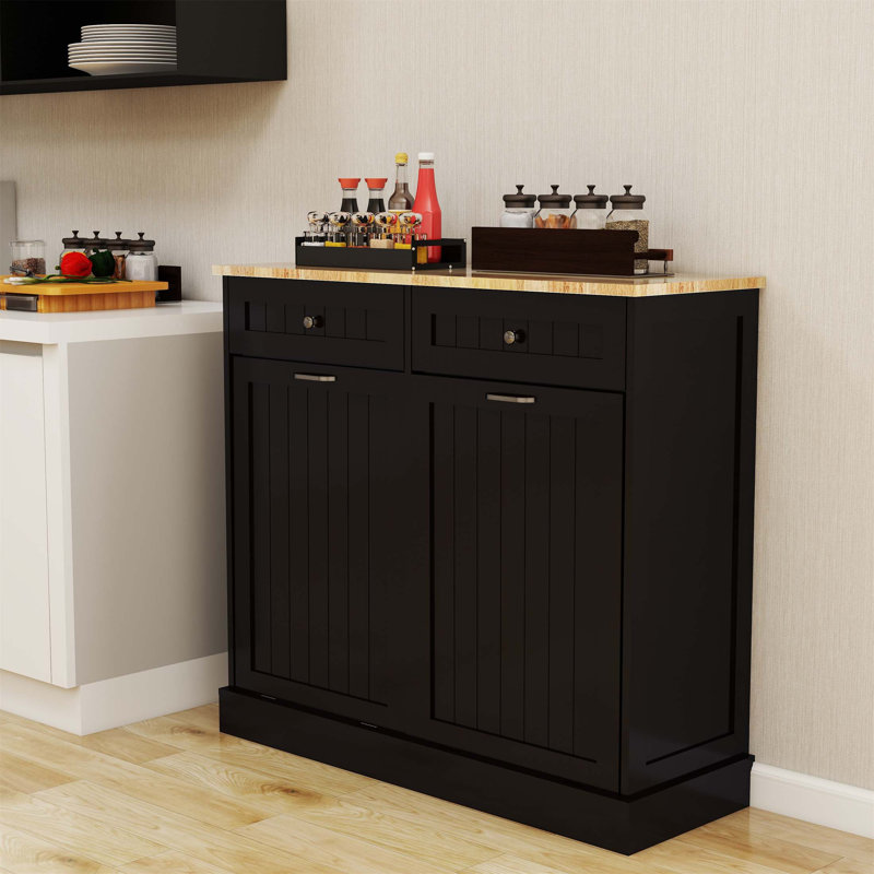 Armoire à ordures inclinable à deux tiroirs et à deux compartiments pour les cuisines modernes, solution de rangement durable et multifonctionnelle
