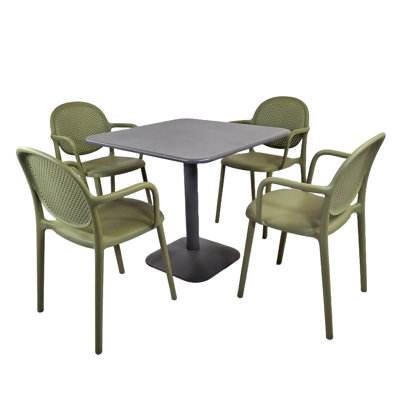 ALBIN 80 Square Table  With 04 STINA Armchair  Set