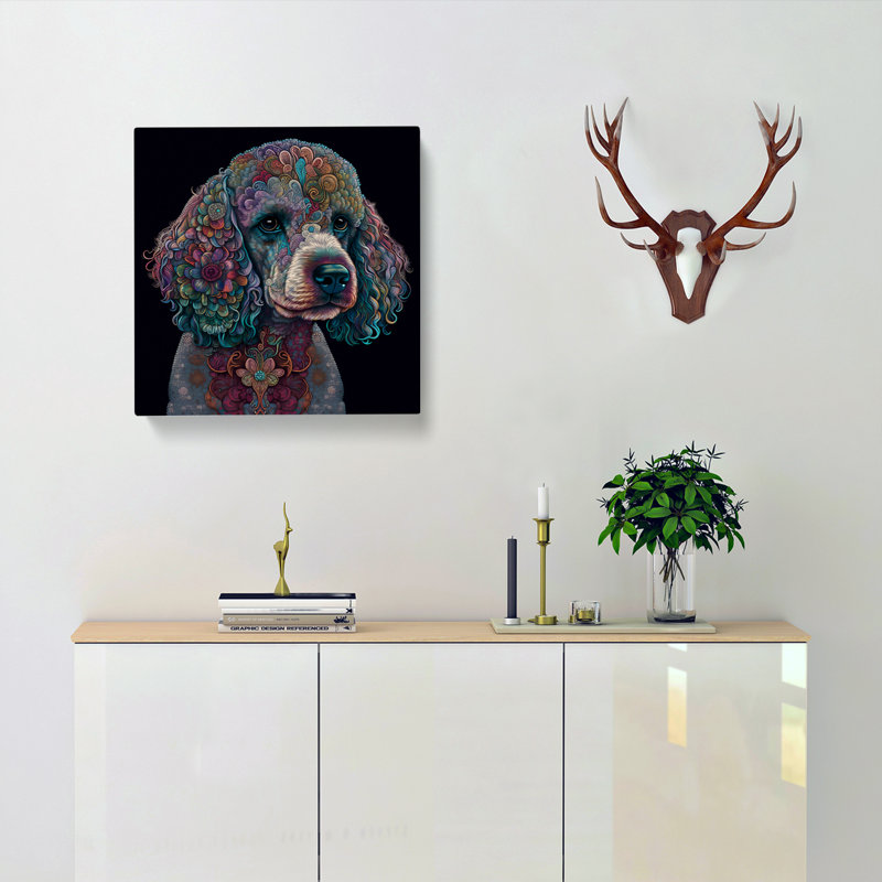 Poodle Paisley Art - Wrapped Canvas