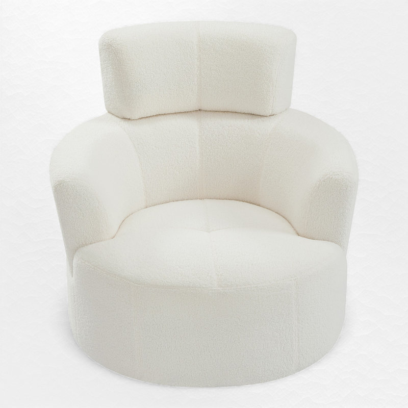 Fauteuil demi-tonneau rembourré et pivotant, Crème, crème