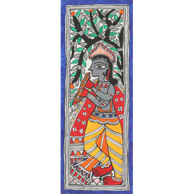 " Majestic Krishna Madhubani " Painting Print
