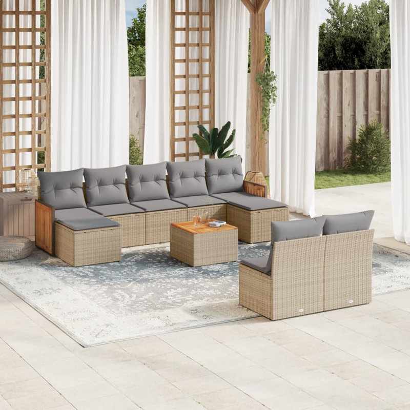  Ensemble de canapé de jardin modulaire en PE rotin beige