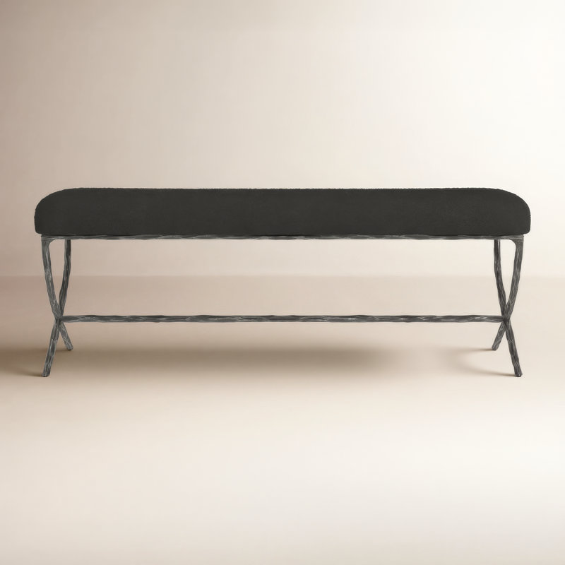 Banc rembourré Evelynn, Argent, Noir