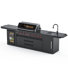 Ensemble d'îlot de cuisine extérieur modulaire 3 pièces VESTIVium, barbecue à gaz 6 brûleurs 99 500 BTU avec brûleur latéral, évier et réfrigérateur en acier inoxydable + 2 pièces Tablettes latérales pliantes sans outil en acier inoxydable 304 de 22,7 po x 14,9 po (NG)