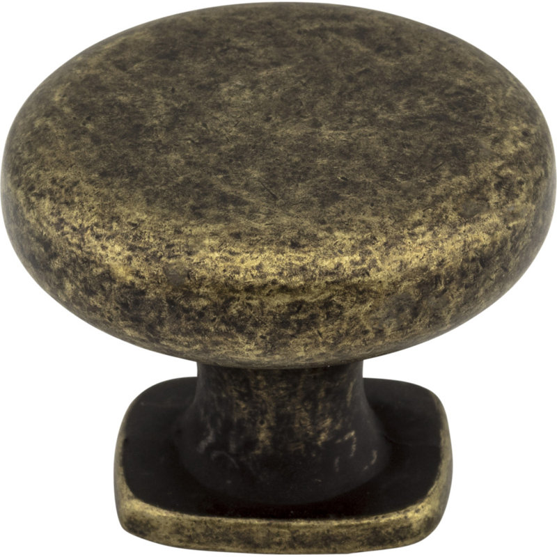 Belcastel I 1 3/8" Diameter Mushroom Knob, Distressed Antique Brass