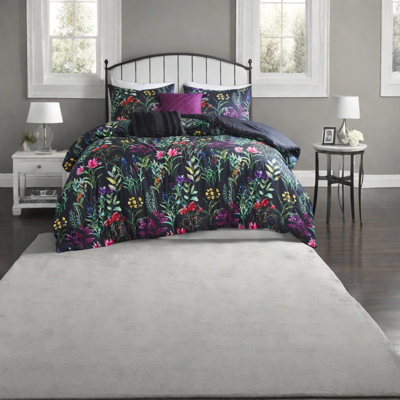 Ensemble de literie luxueux 5 pièces, style campagne glamour en polyester pour la maison