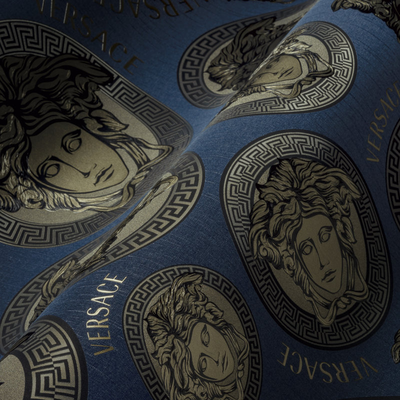 Versace Midnight Sky Monarch Unpasted Vinyl Wallpaper, Navy