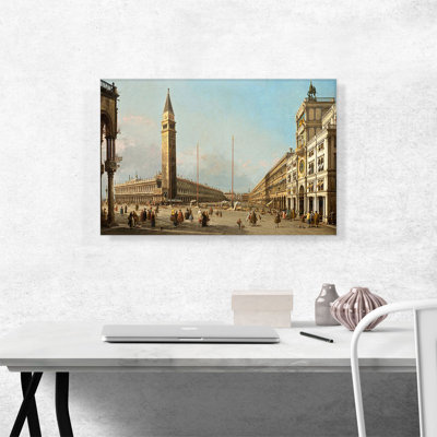 "Canal Piazza San Marco, regardant vers le sud et l'Ouest" par Canaletto - reproduction d'art sur toile tendue