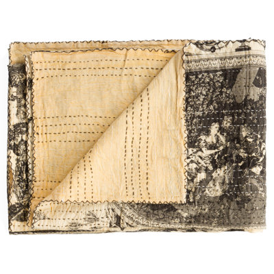 KANTHA COTTON Quilted Throw Blanket