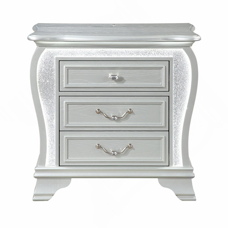 Table de chevet en argent avec DEL