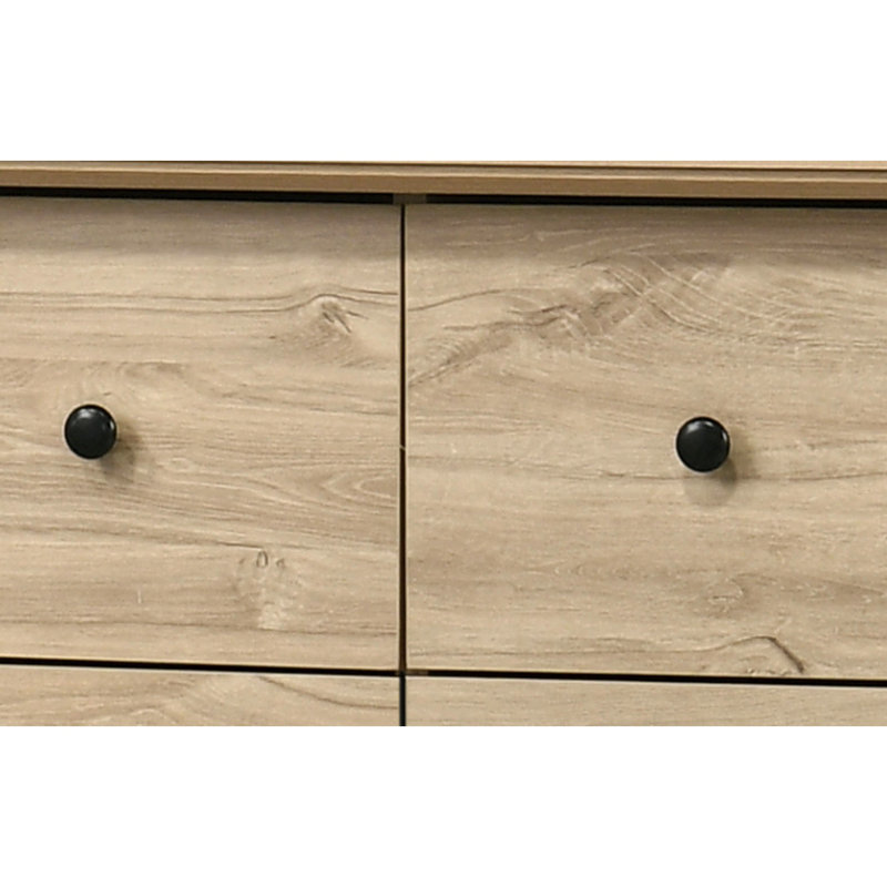 Commode 6 tiroirs avec poignées Elara, Chêne clair