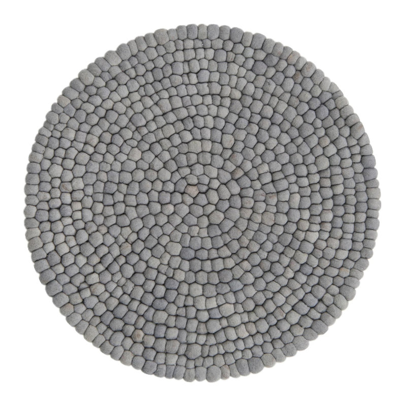 Tapis gris en laine Gregorey, Rond 3 pi 3 po