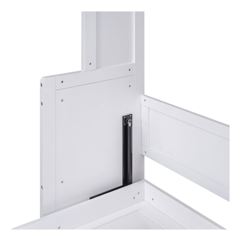 Grand lit escamotable avec tablette, blanc