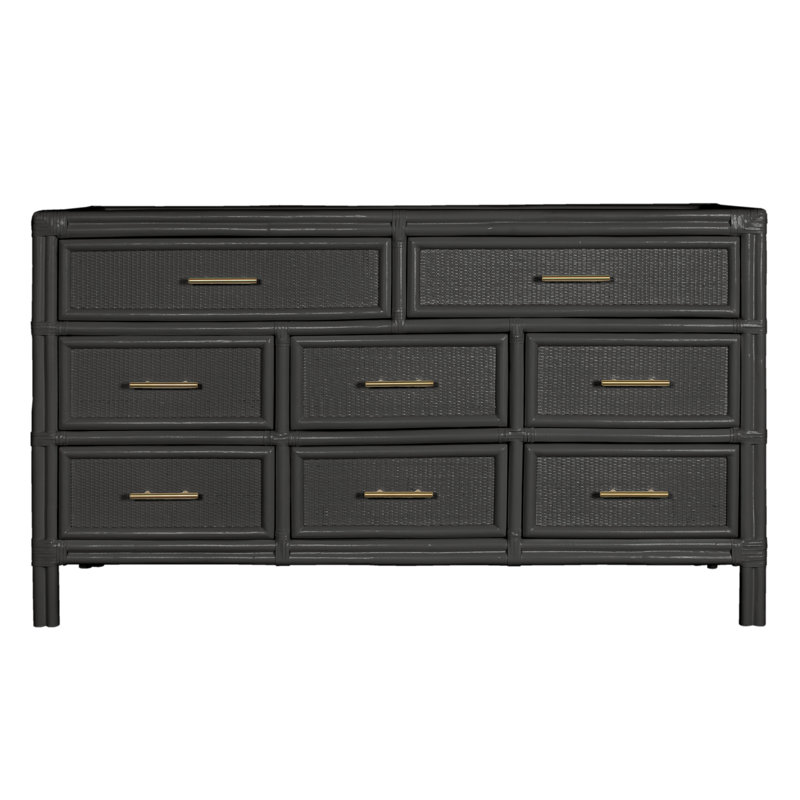 Commode double 8 tiroirs Aruba, Noir / Noir
