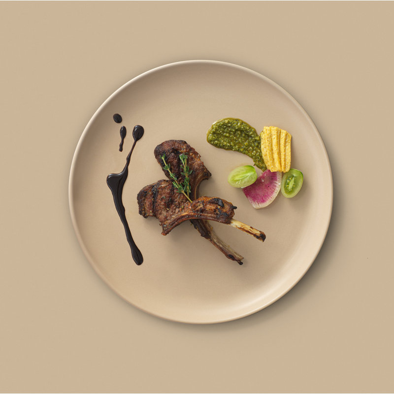 Matte Beige Ceramic Dinner Plates Set of 6