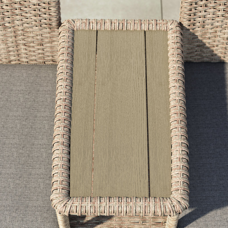 Banc d'extérieur tête-à-tête en osier / rotin avec coussins Jett, Naturel